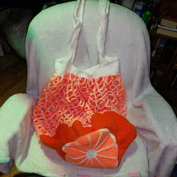 Handmade XL Reverseable Citrus Shopping Bag - Picture 2 of 6